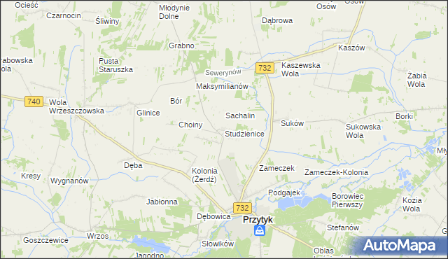 mapa Studzienice gmina Przytyk, Studzienice gmina Przytyk na mapie Targeo