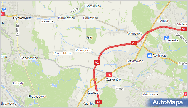 mapa Świętoszowice, Świętoszowice na mapie Targeo