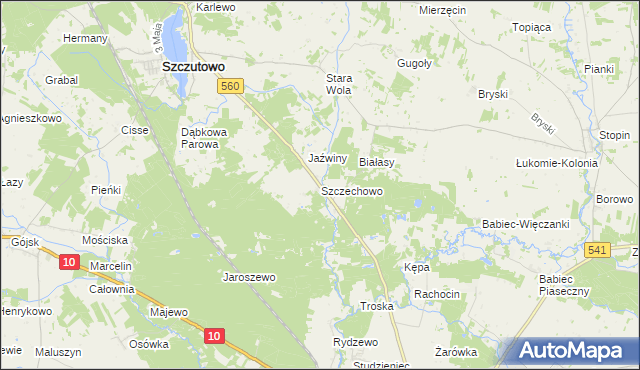 mapa Szczechowo, Szczechowo na mapie Targeo