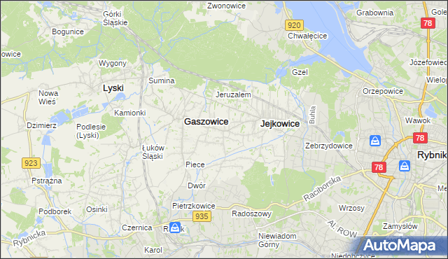 mapa Szczerbice, Szczerbice na mapie Targeo