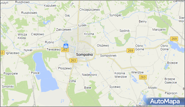 mapa Szczerkowo, Szczerkowo na mapie Targeo