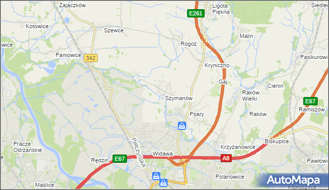 mapa Szymanów gmina Wisznia Mała, Szymanów gmina Wisznia Mała na mapie Targeo