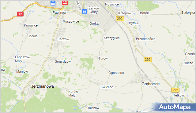 mapa Turów gmina Głogów, Turów gmina Głogów na mapie Targeo