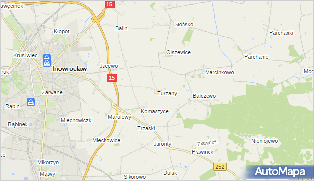 mapa Turzany gmina Inowrocław, Turzany gmina Inowrocław na mapie Targeo