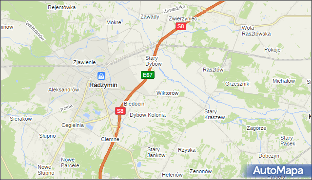 mapa Wiktorów gmina Radzymin, Wiktorów gmina Radzymin na mapie Targeo