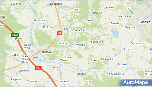 mapa Władzin, Władzin na mapie Targeo