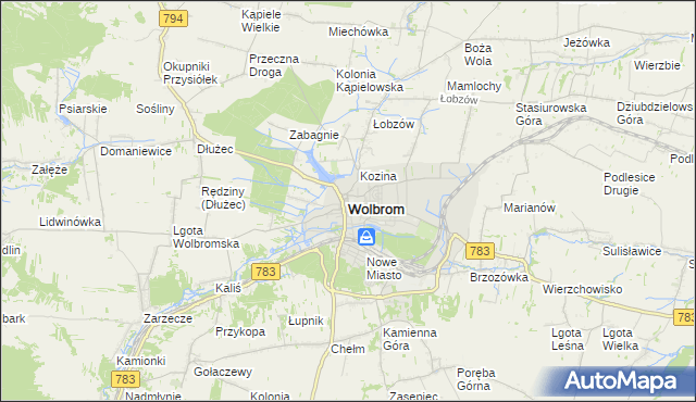 mapa Wolbrom, Wolbrom na mapie Targeo