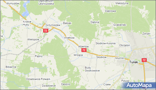 mapa Albertów gmina Turek, Albertów gmina Turek na mapie Targeo