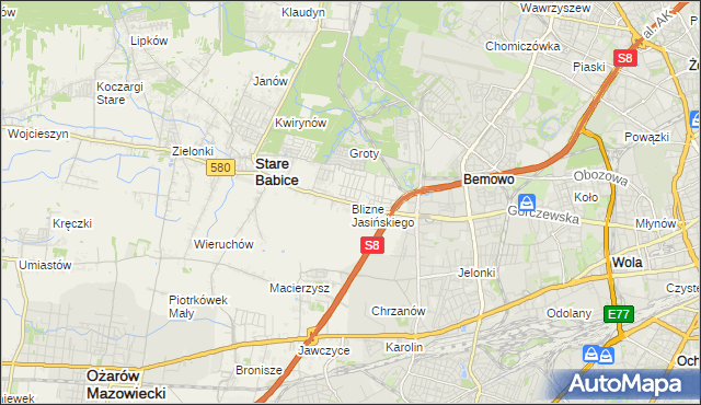 mapa Blizne Jasińskiego, Blizne Jasińskiego na mapie Targeo