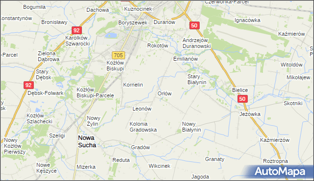 mapa Orłów gmina Nowa Sucha, Orłów gmina Nowa Sucha na mapie Targeo