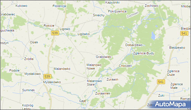 mapa Grabówiec gmina Mochowo, Grabówiec gmina Mochowo na mapie Targeo