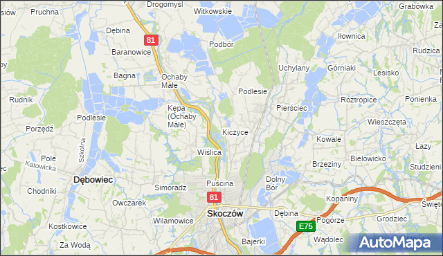 mapa Kiczyce, Kiczyce na mapie Targeo