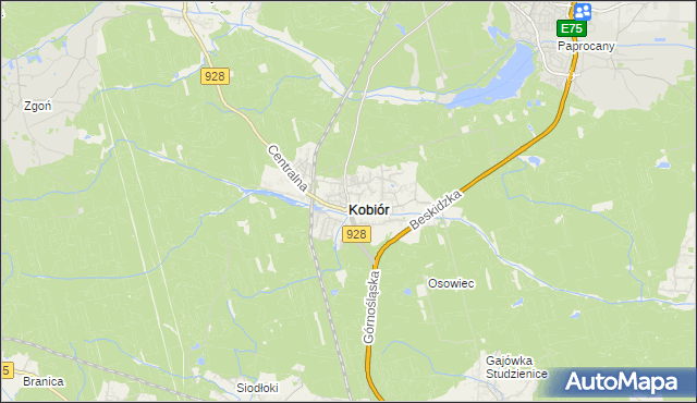 mapa Kobiór, Kobiór na mapie Targeo