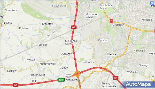 mapa Mokronos Dolny, Mokronos Dolny na mapie Targeo