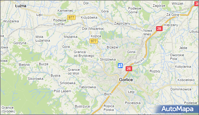 mapa Stróżówka, Stróżówka na mapie Targeo