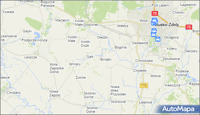 mapa Biniątki, Biniątki na mapie Targeo