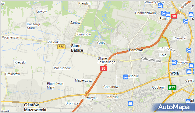 mapa Blizne Jasińskiego, Blizne Jasińskiego na mapie Targeo