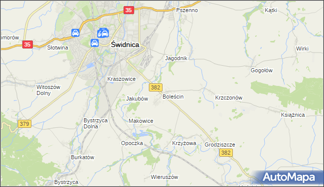 mapa Boleścin gmina Świdnica, Boleścin gmina Świdnica na mapie Targeo