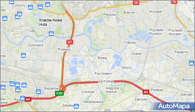 mapa Brzegi gmina Wieliczka, Brzegi gmina Wieliczka na mapie Targeo