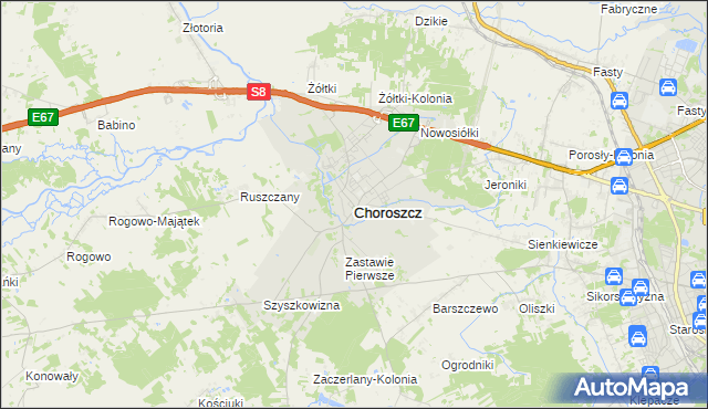 mapa Choroszcz, Choroszcz na mapie Targeo