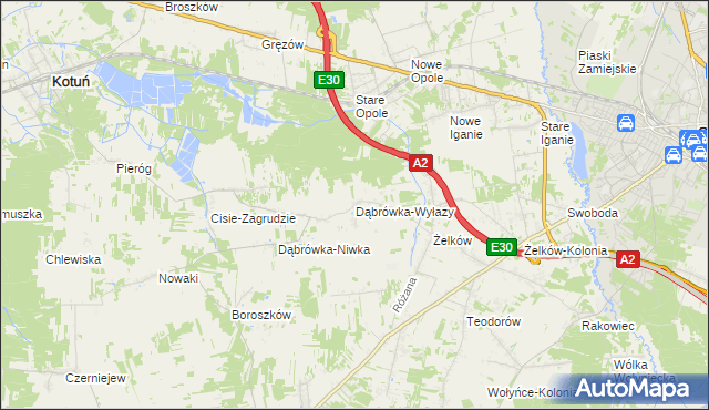 mapa Dąbrówka-Wyłazy, Dąbrówka-Wyłazy na mapie Targeo