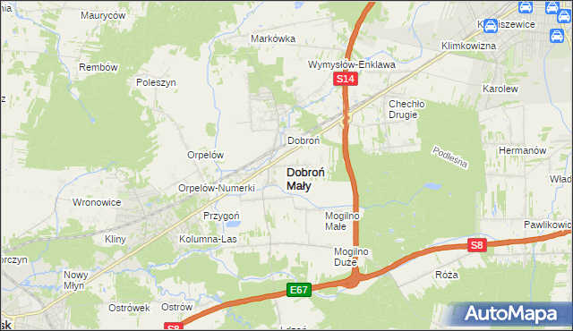 mapa Dobroń Mały, Dobroń Mały na mapie Targeo