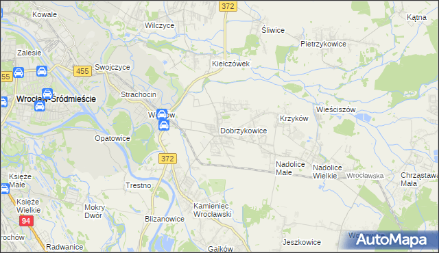 mapa Dobrzykowice, Dobrzykowice na mapie Targeo