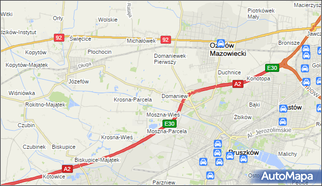 mapa Domaniew gmina Brwinów, Domaniew gmina Brwinów na mapie Targeo