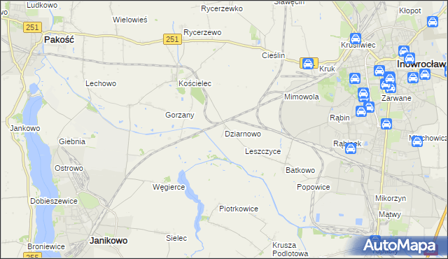 mapa Dziarnowo gmina Pakość, Dziarnowo gmina Pakość na mapie Targeo