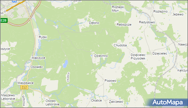 mapa Dziechno, Dziechno na mapie Targeo