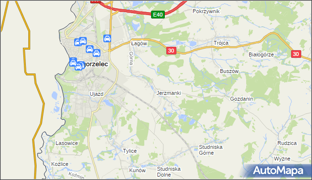 mapa Jerzmanki, Jerzmanki na mapie Targeo