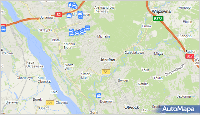 mapa Józefów powiat otwocki, Józefów powiat otwocki na mapie Targeo