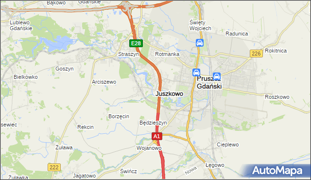 mapa Juszkowo, Juszkowo na mapie Targeo