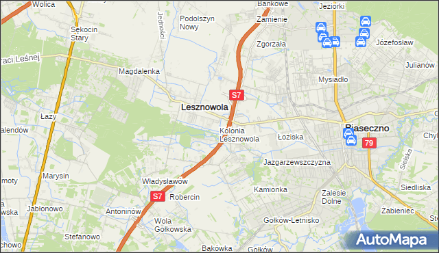 mapa Kolonia Lesznowola, Kolonia Lesznowola na mapie Targeo