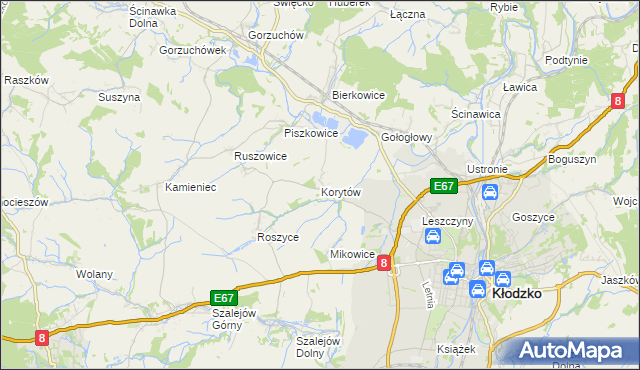 mapa Korytów gmina Kłodzko, Korytów gmina Kłodzko na mapie Targeo