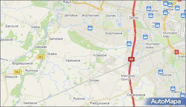 mapa Krzeptów, Krzeptów na mapie Targeo