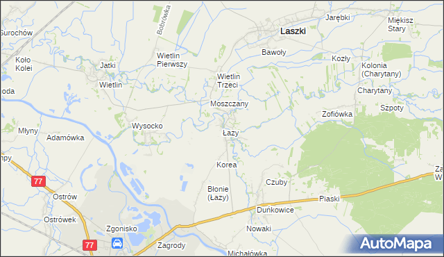 mapa Łazy gmina Radymno, Łazy gmina Radymno na mapie Targeo