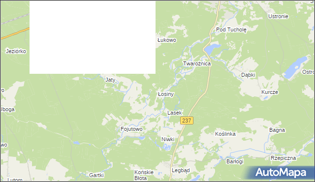 mapa Łosiny gmina Tuchola, Łosiny gmina Tuchola na mapie Targeo