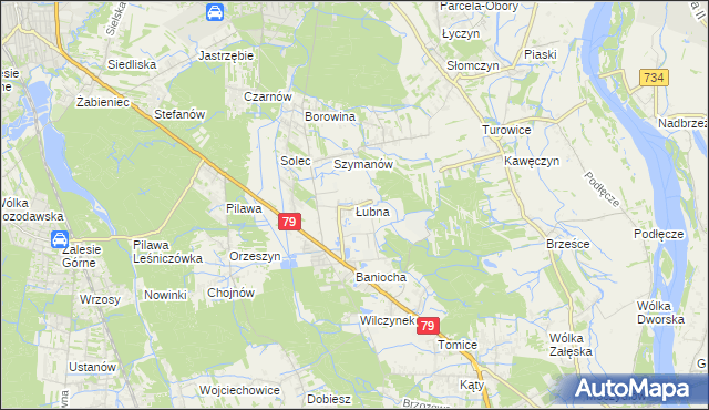 mapa Łubna gmina Góra Kalwaria, Łubna gmina Góra Kalwaria na mapie Targeo