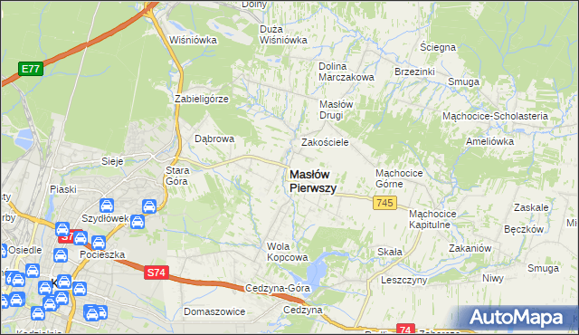 mapa Masłów Pierwszy, Masłów Pierwszy na mapie Targeo