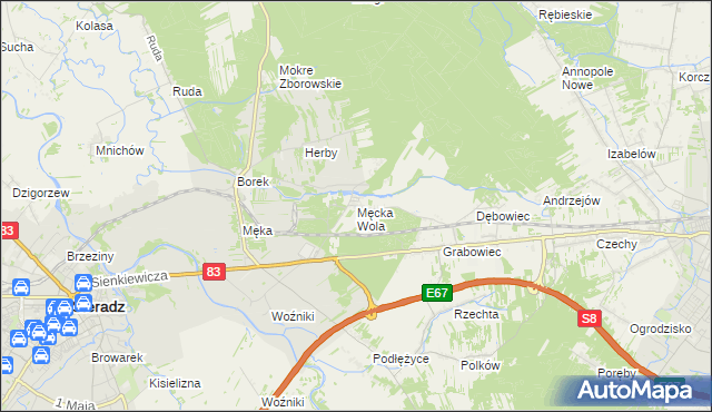 mapa Męcka Wola, Męcka Wola na mapie Targeo