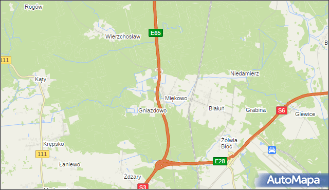 mapa Miękowo gmina Goleniów, Miękowo gmina Goleniów na mapie Targeo