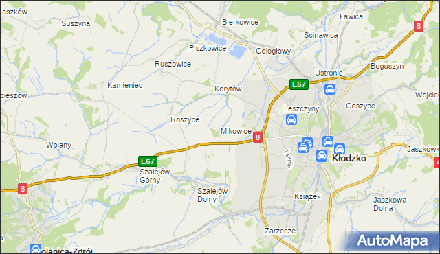 mapa Mikowice gmina Kłodzko, Mikowice gmina Kłodzko na mapie Targeo