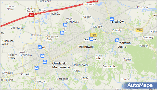 mapa Milanówek, Milanówek na mapie Targeo