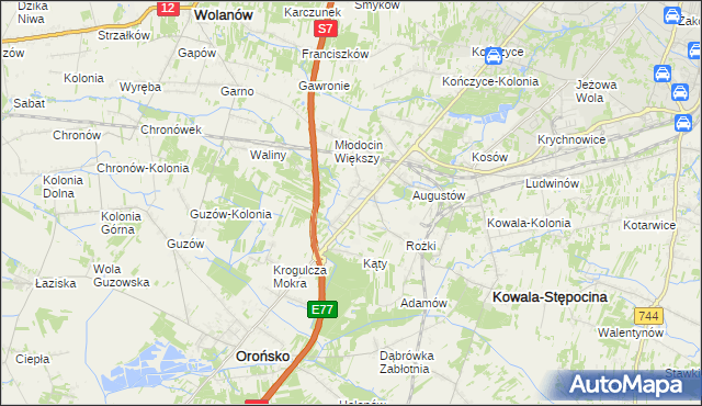 mapa Młodocin Mniejszy, Młodocin Mniejszy na mapie Targeo