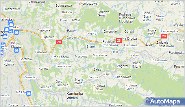 mapa Mszalnica, Mszalnica na mapie Targeo