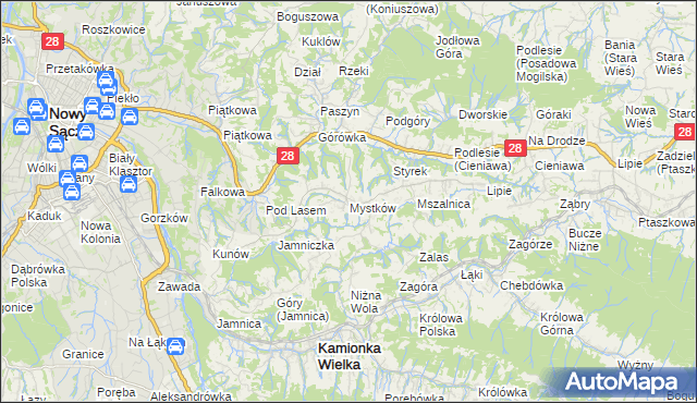 mapa Mystków, Mystków na mapie Targeo