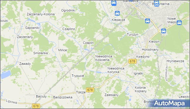 mapa Niewodnica Kościelna, Niewodnica Kościelna na mapie Targeo