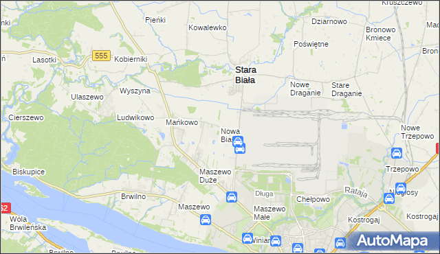 mapa Nowa Biała gmina Stara Biała, Nowa Biała gmina Stara Biała na mapie Targeo