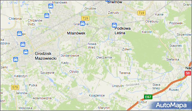 mapa Owczarnia gmina Brwinów, Owczarnia gmina Brwinów na mapie Targeo